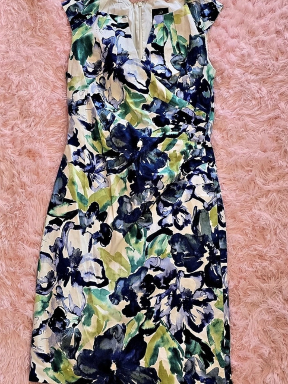 Adrianna Papell Floral Mini Dress in Blue & Green Size 12
